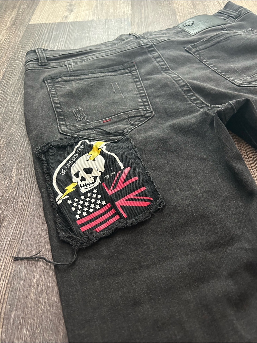 EUC Mens Heritage America 1776 Denim Distillery Distress Patchwork Punk Goth - Picture 6 of 13